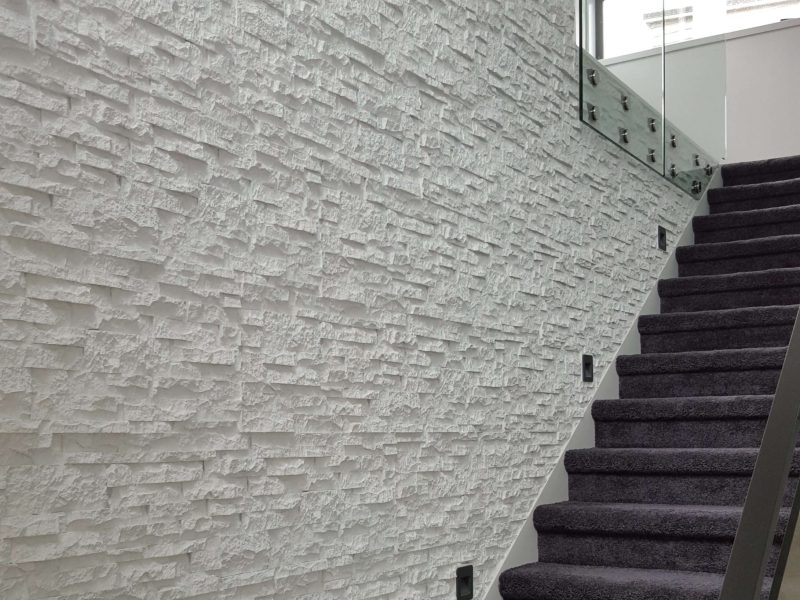 Stack Stone White RockPanel Staircase